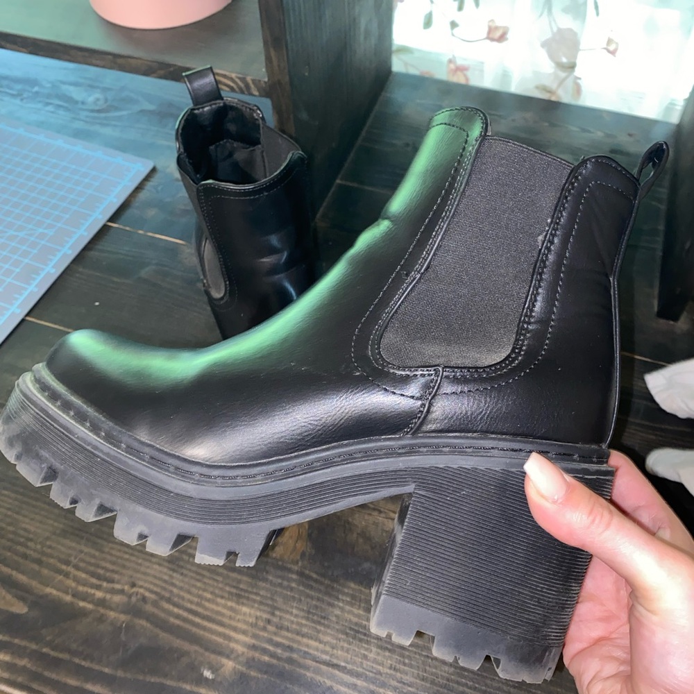 Black Chunky Heel Ankle Boots